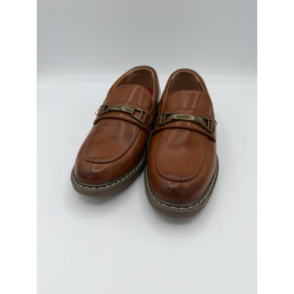 Bruno Marc Brown Boy's Dress Loafers Buckle Faux Leather Size 11